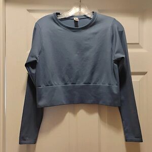 Offline by Aerie Blue Cropped Active Long Sleeved Moisture Wicking Top Size XL